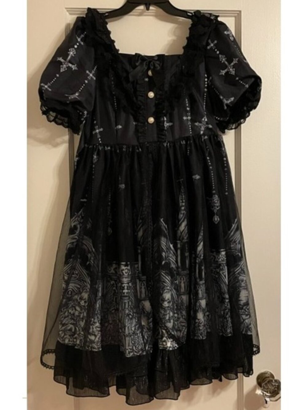 Steampunk Gothic Lolita Black Lace Dress Small NWOT